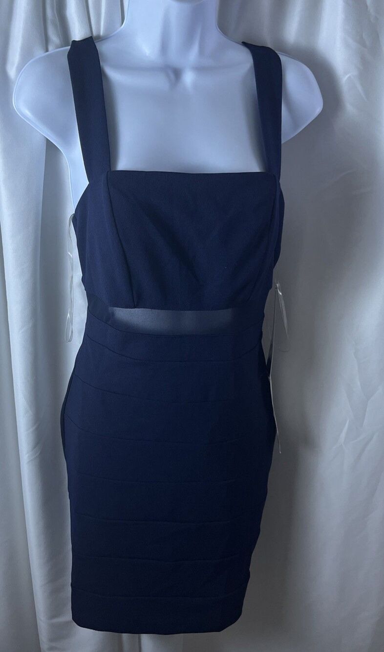 Emerald Sundae Juniors M Slim Social Navy Blue Bodycon Dress Prom Guest wedding